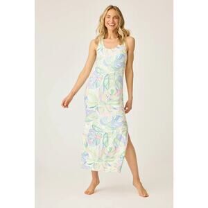 NWT PJ Salvage Cool Breeze Racer Back Lounge Dress in Ivory Tropical Print Sz XL